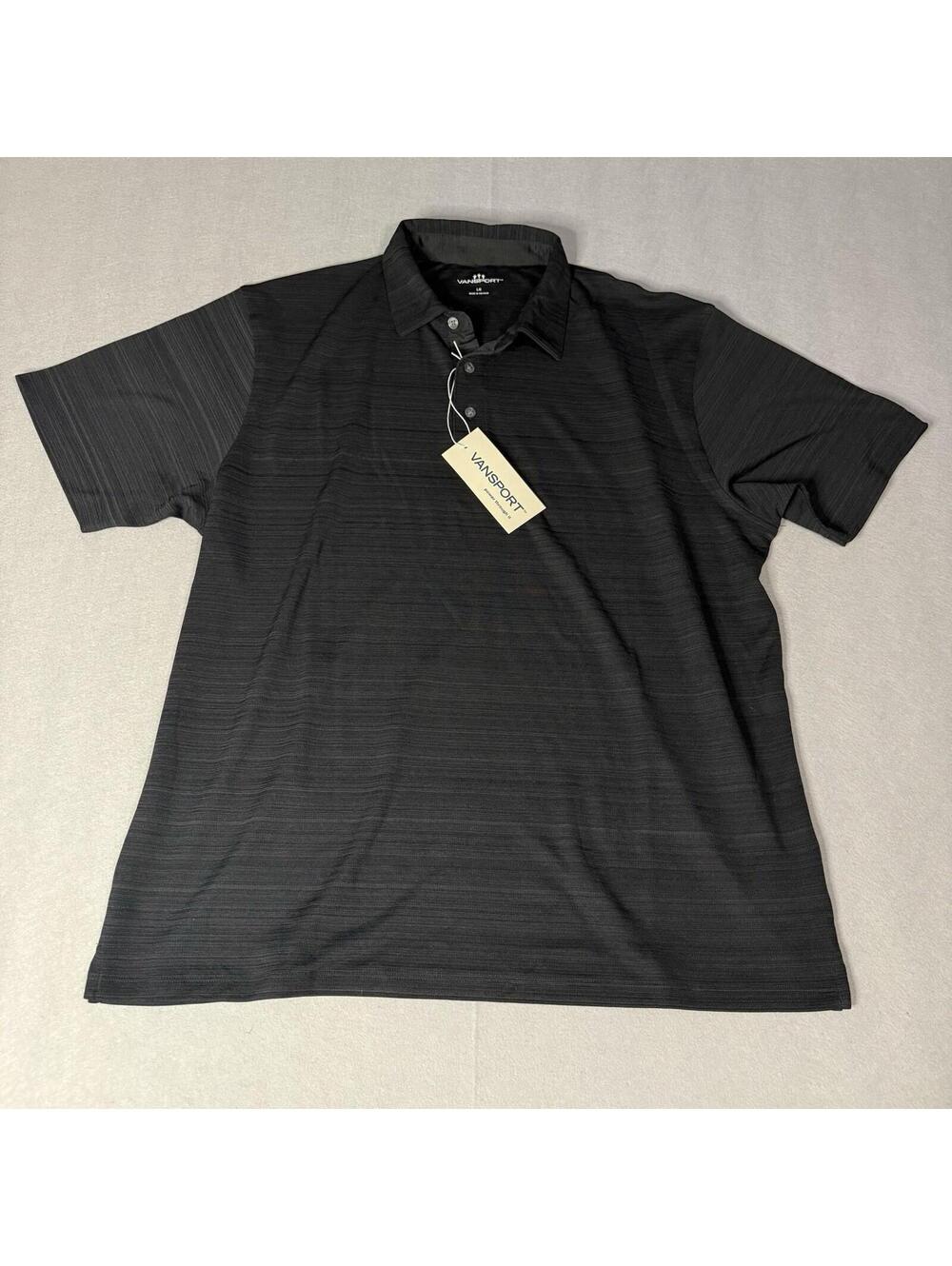 NWT Vansport Golf Polo Men’s Large 100%‎ Polyester Breathable Black